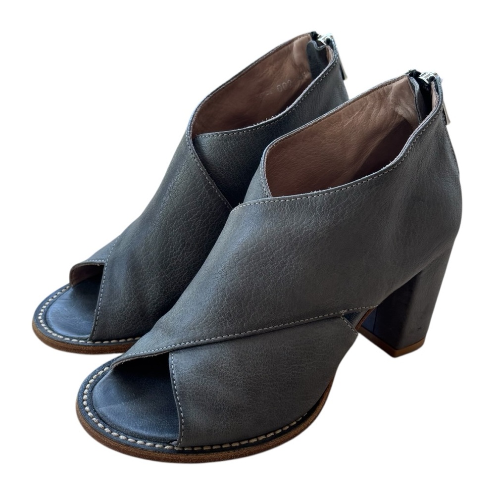 🌹OFFICINE CREATIVE Gray/Blue Leather Open-Toe Heels🌹